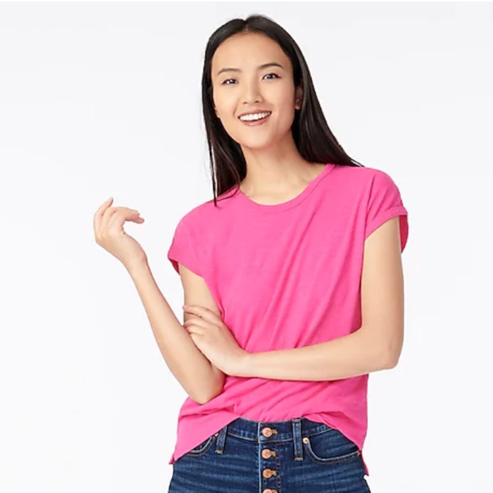 J. Crew Pink Drop-Shoulder T-shirt Small